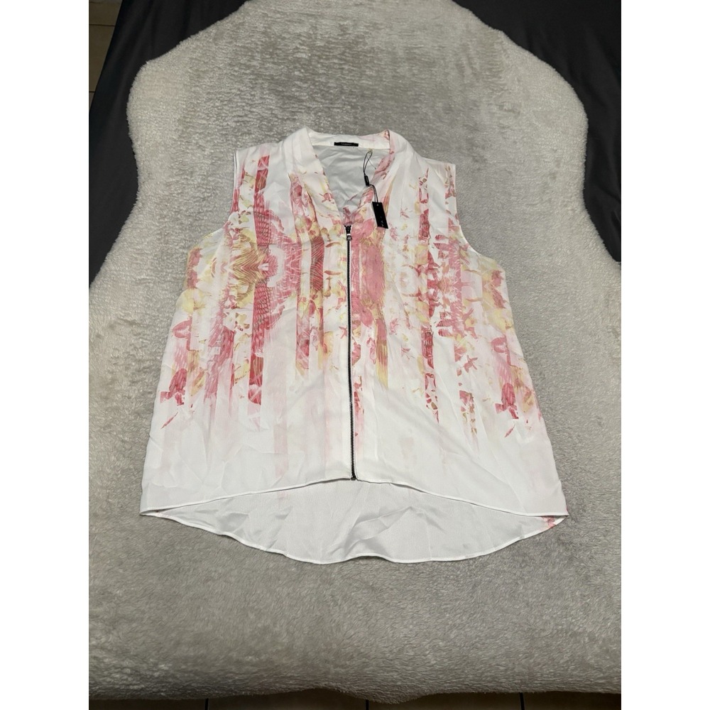 T Tahari 'Carley' Sleeveless Hi-Low Hem Blouse Size Large NWT Shirt Pink White